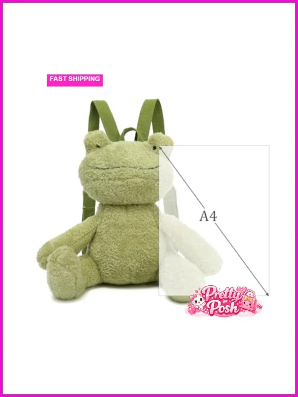 Cute Frog Stuffed Animal Plush Backpack Kawaii Fluffy Bag with Adjustable Strap